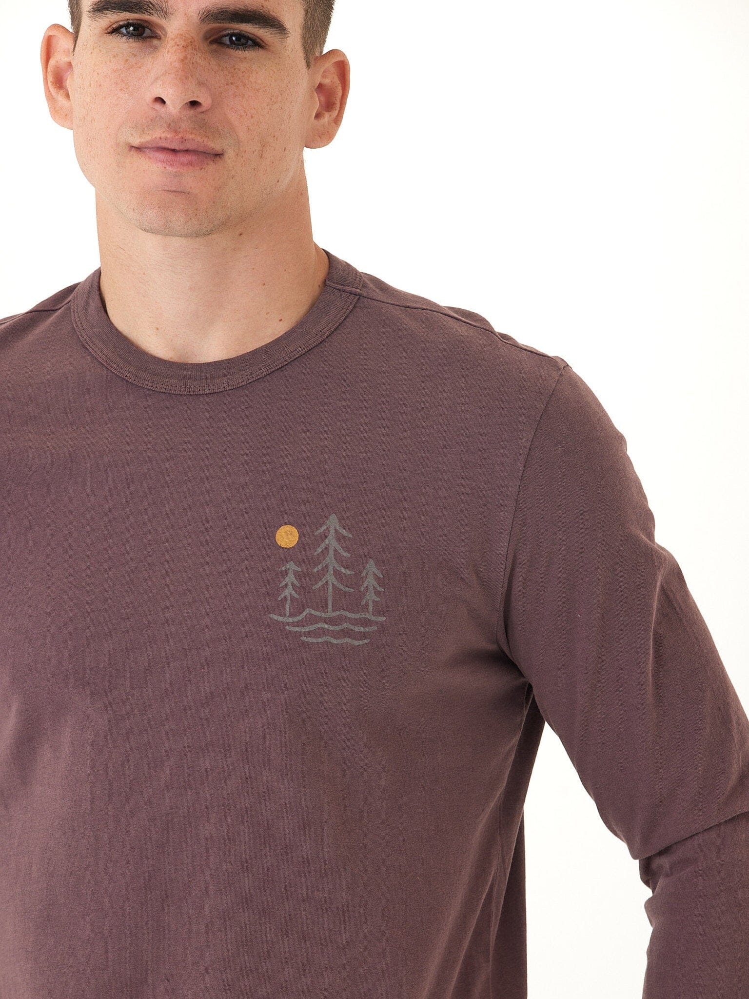 Mineral Wash Graphic Long Sleeve Cotton Tee for Men