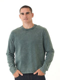 Men's relaxed fit mineral wash long sleeve crewneck t-shirt in solid grey