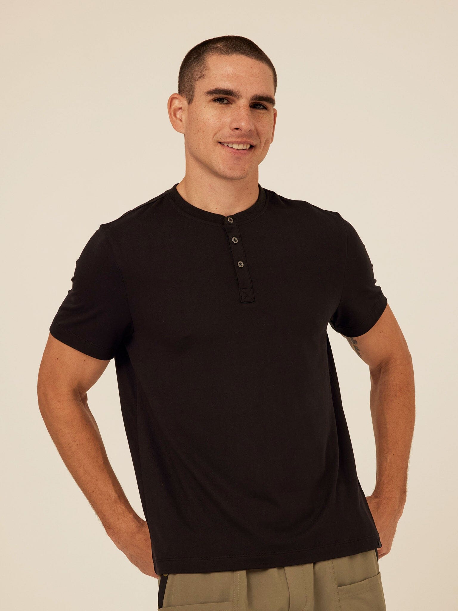 Shayne Luxe Jersey Henley Short Sleeve Shirt for Everyday Comfort
