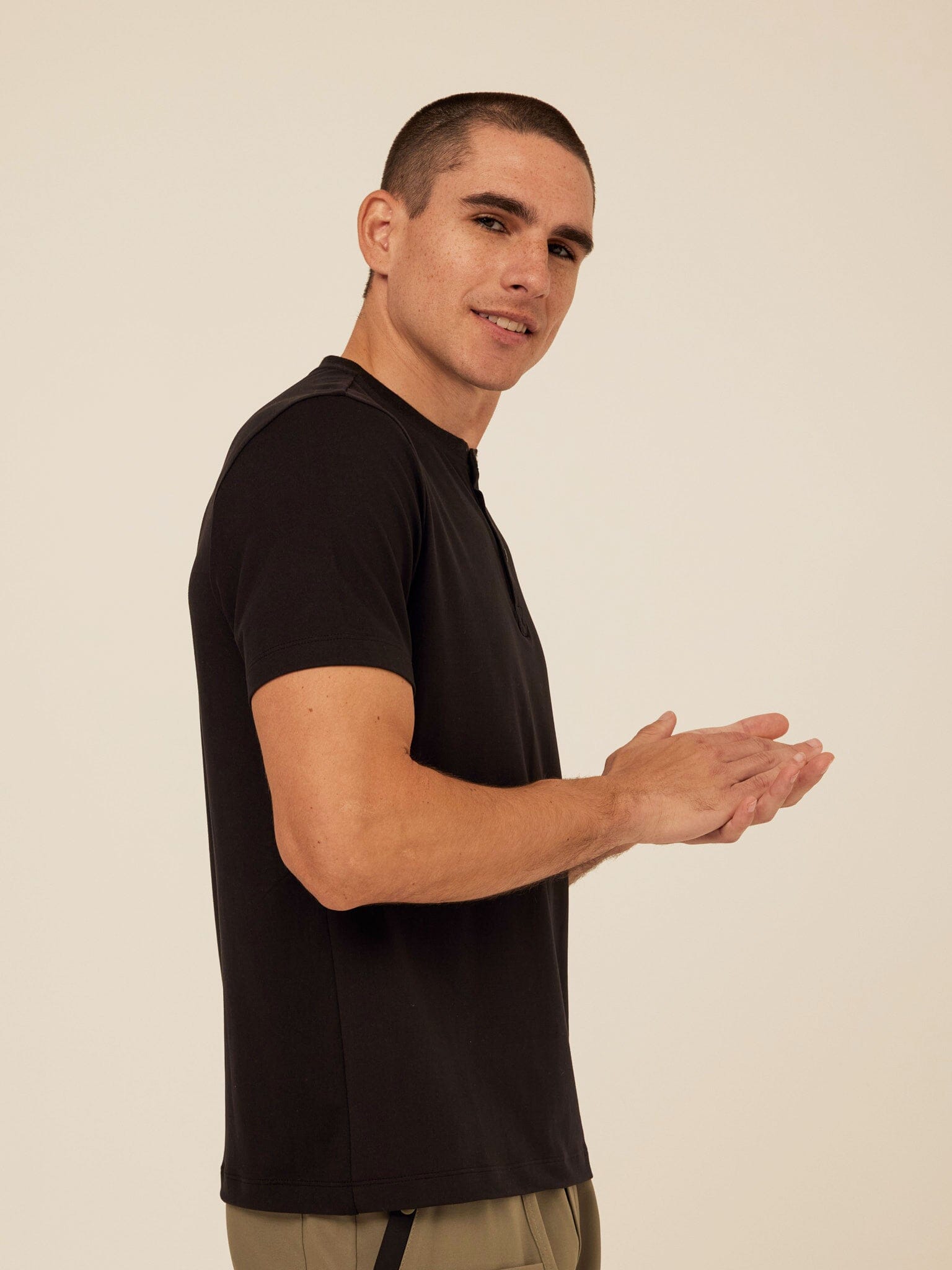 Shayne Luxe Jersey Henley Short Sleeve Shirt for Everyday Comfort