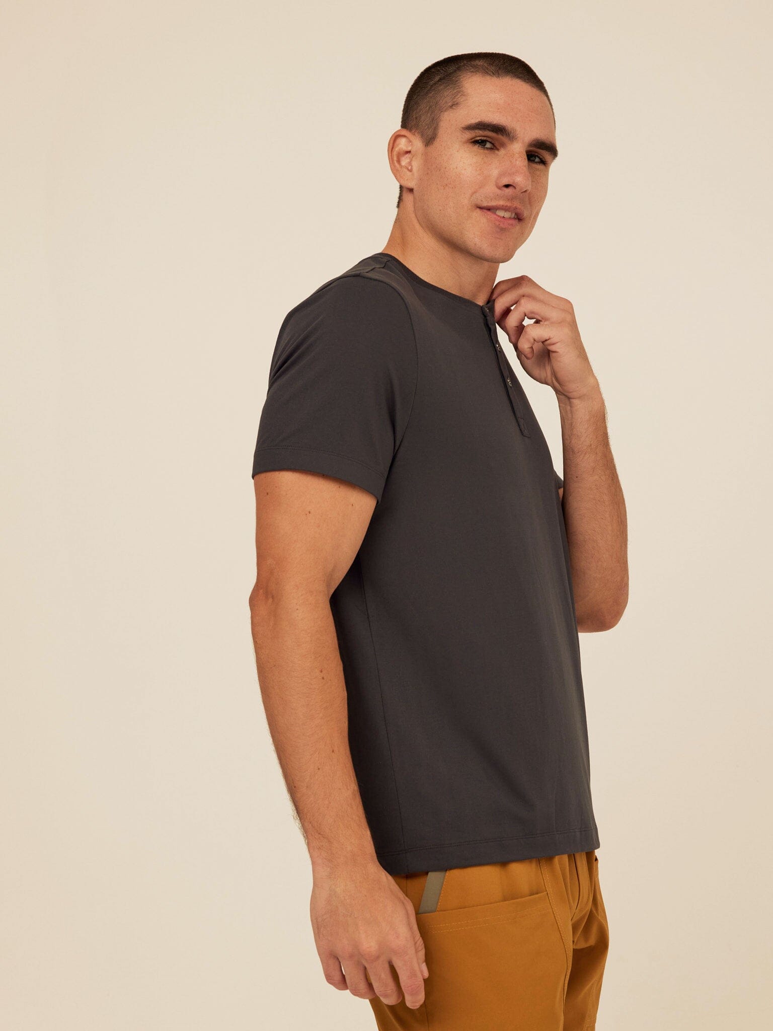 Luxe Jersey Short Sleeve Henley Shirt for Men and Women