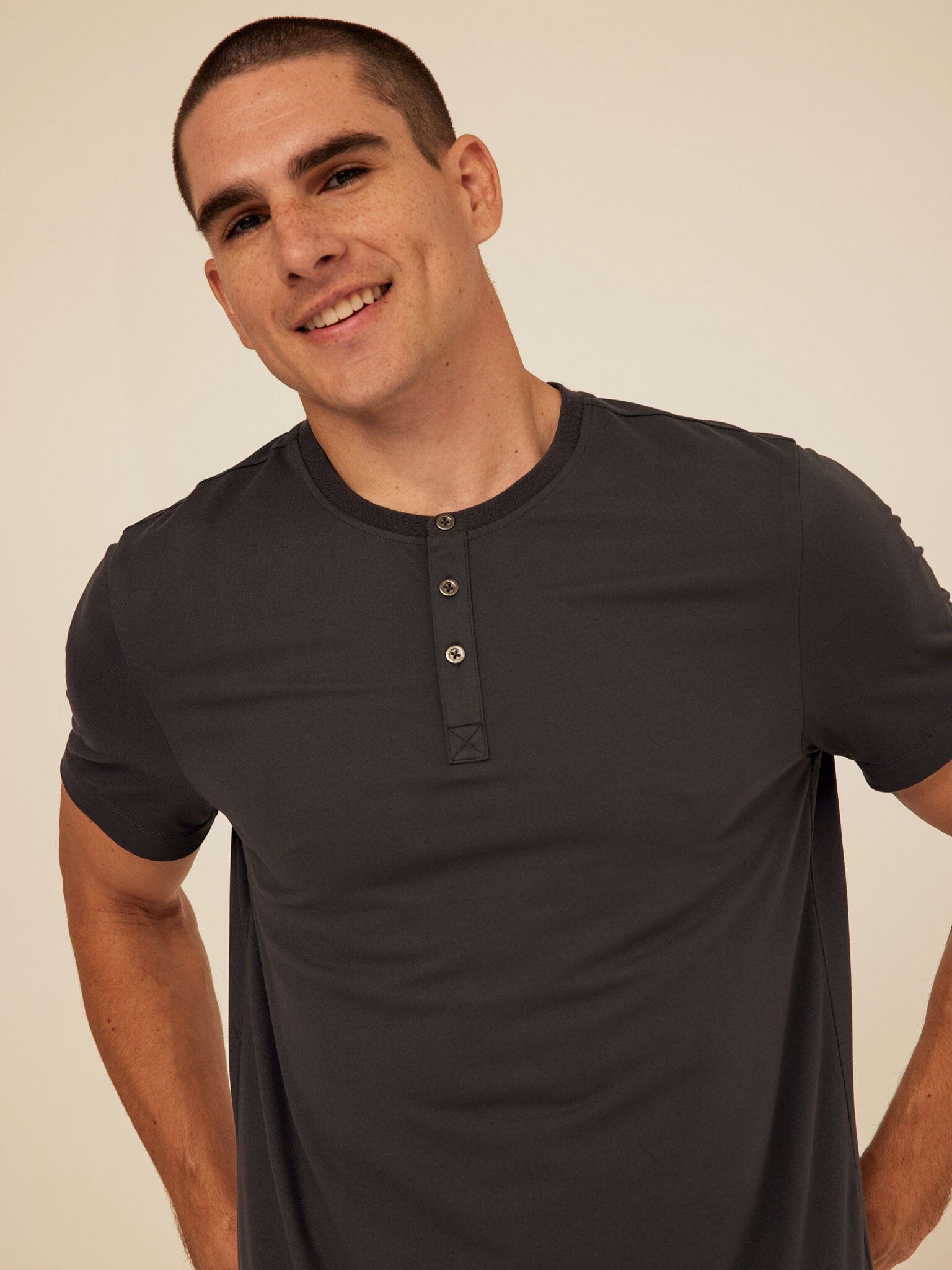 Luxe Jersey Short Sleeve Henley Shirt for Men and Women