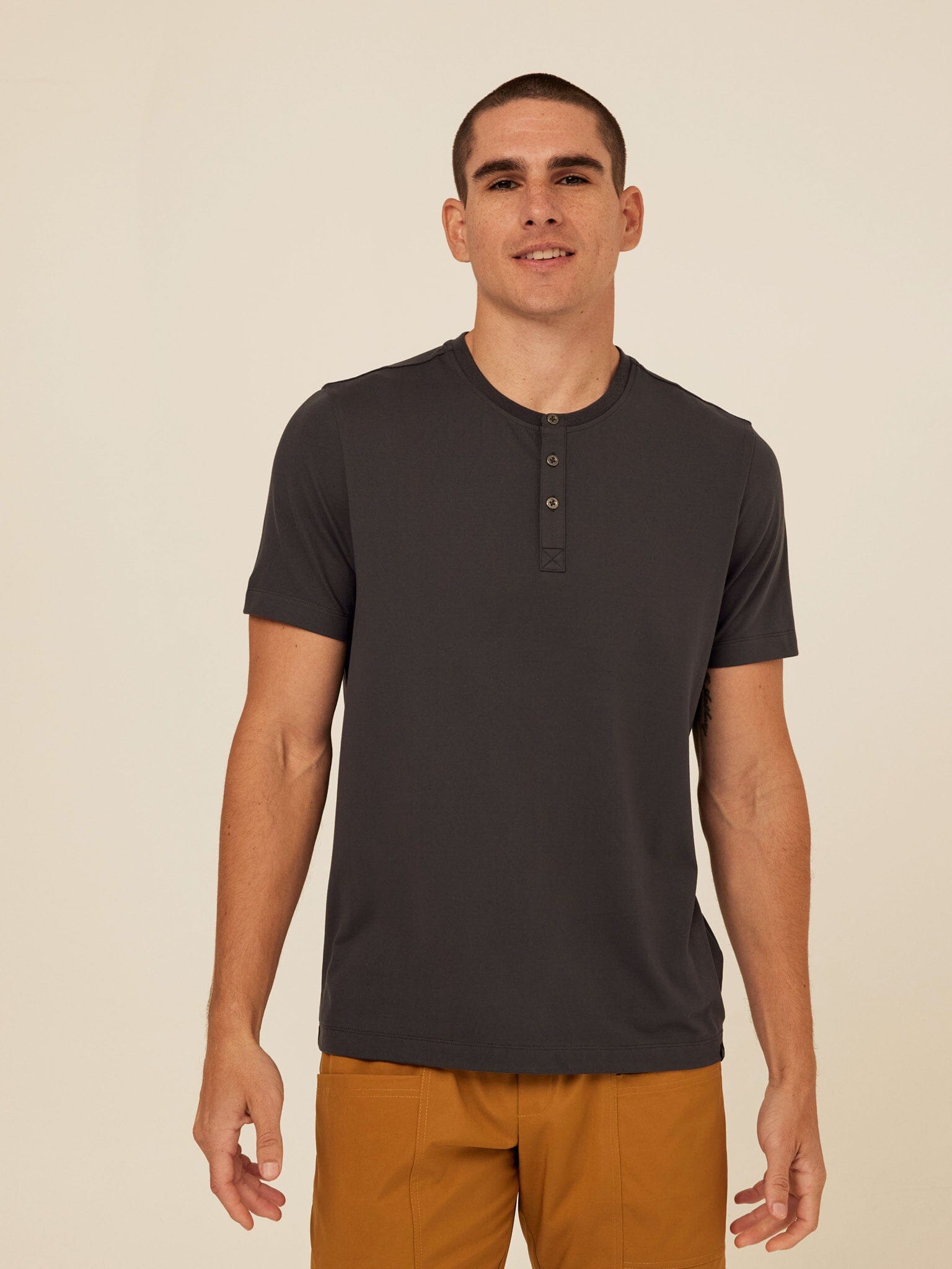 Luxe Jersey Short Sleeve Henley Shirt for Men and Women