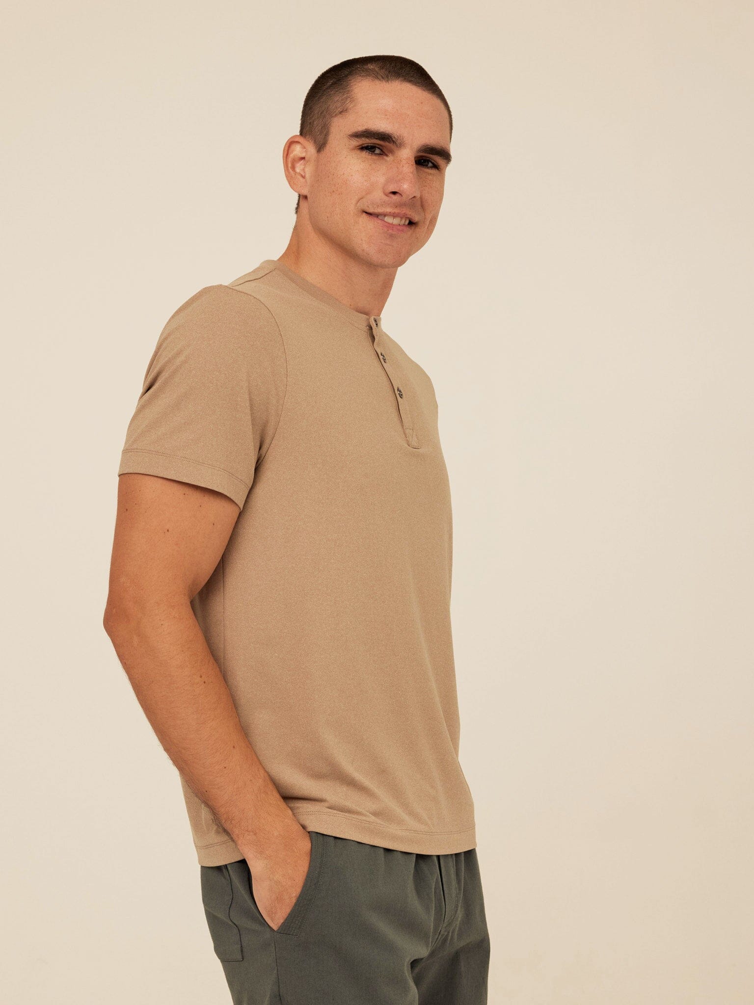 Luxe Jersey Short Sleeve Henley Shirt for Men and Women