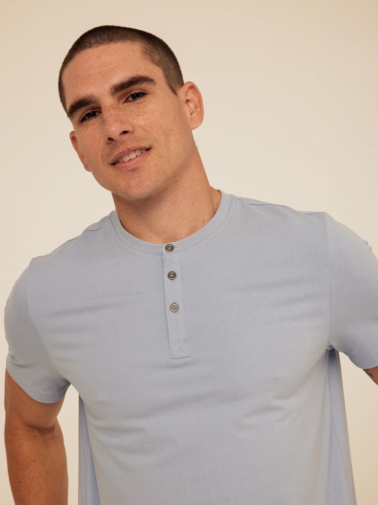 Luxe Jersey Short Sleeve Henley Shirt for Men and Women
