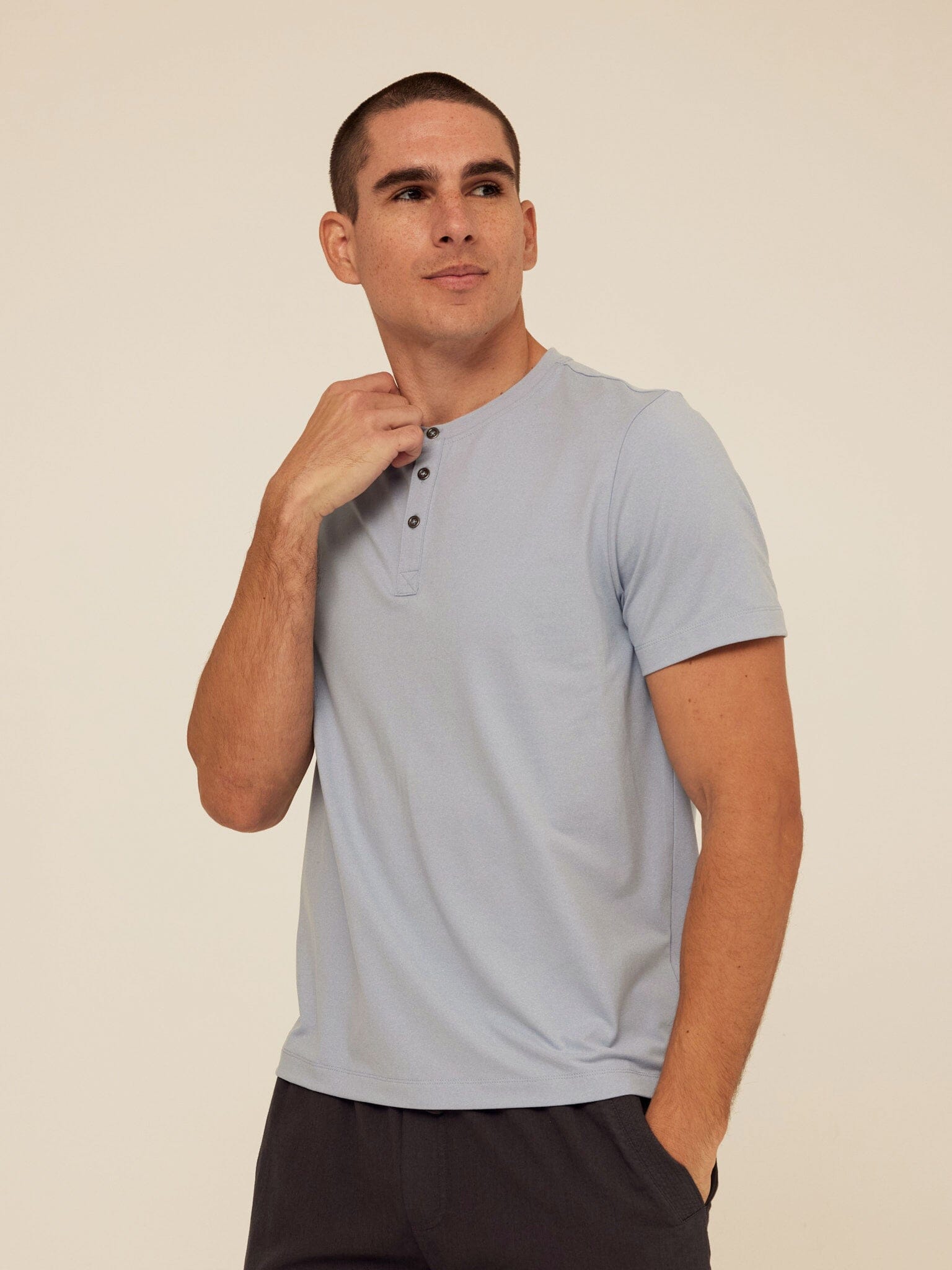 Luxe Jersey Short Sleeve Henley Shirt for Men and Women