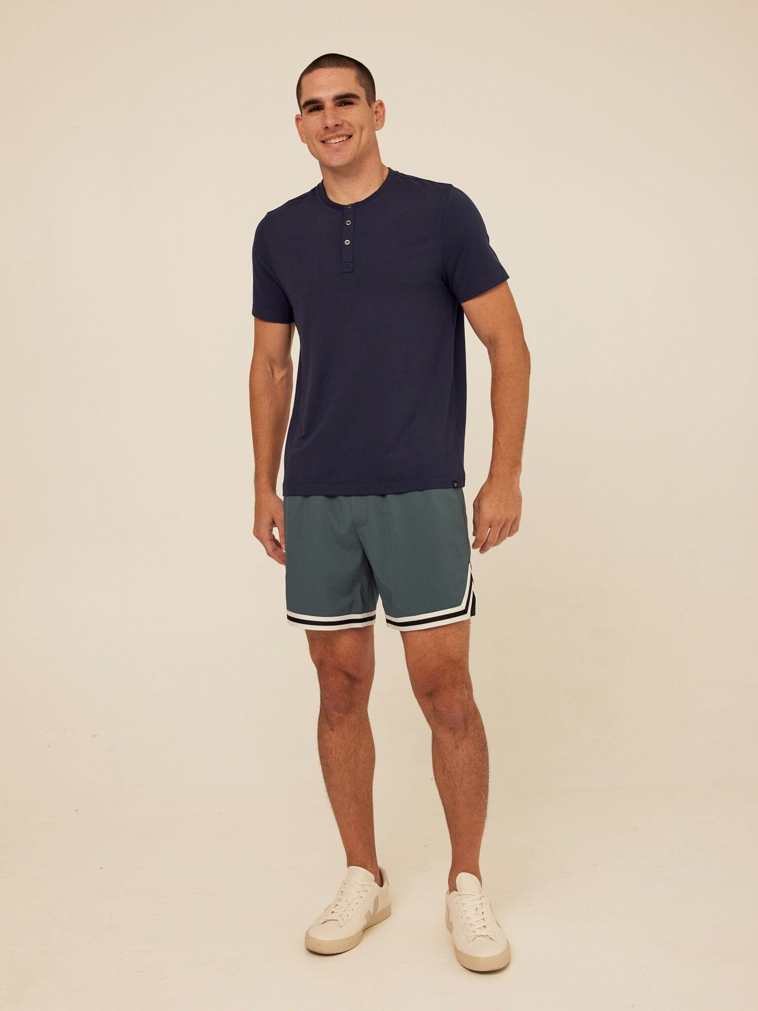 Shayne Luxe Jersey Henley for Men in Navy Blue