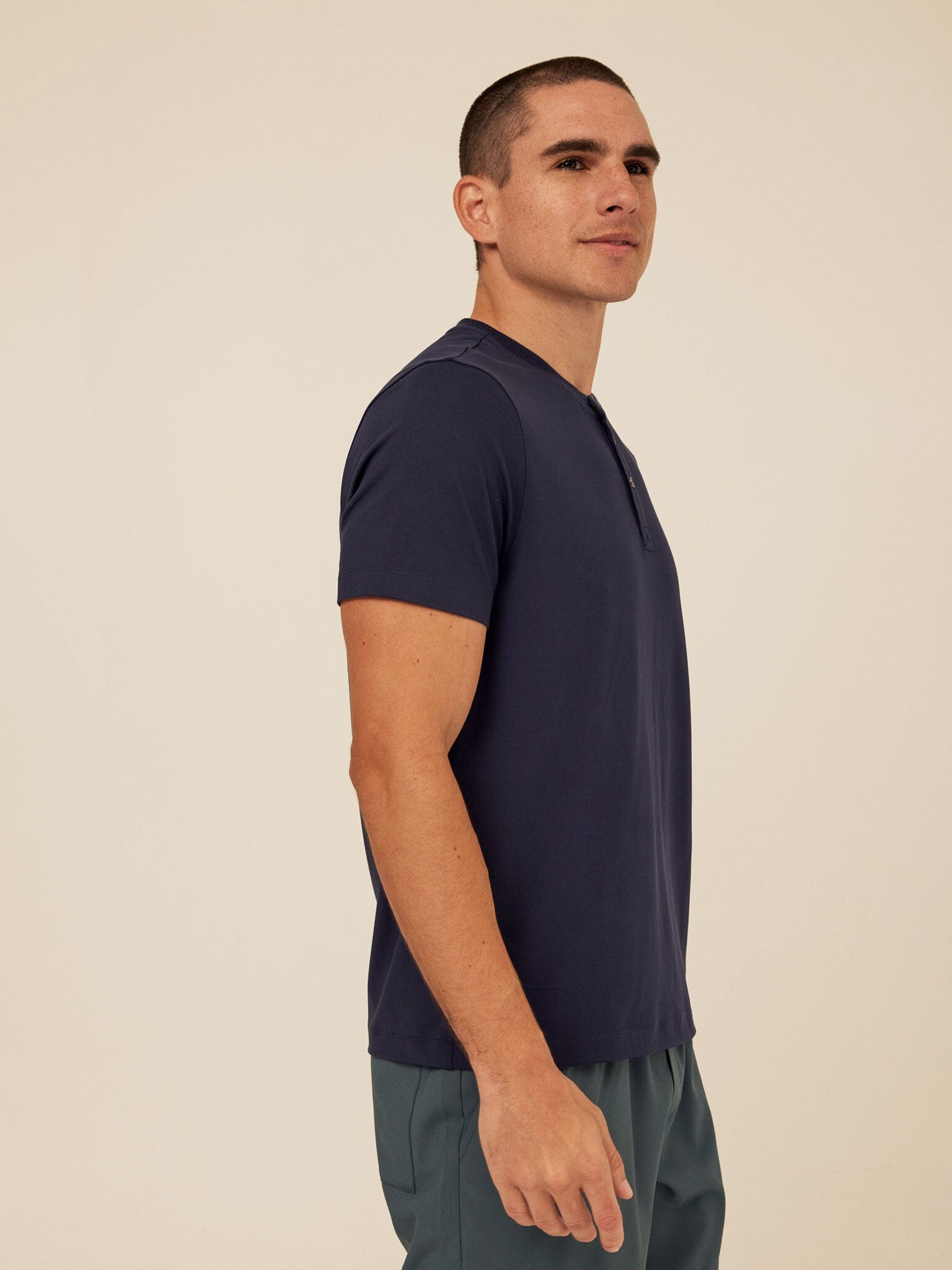 Shayne Luxe Jersey Henley for Men in Navy Blue
