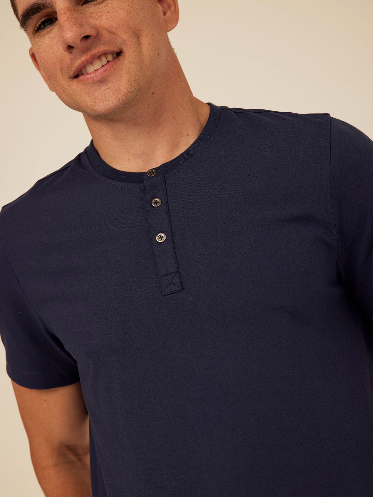 Shayne Luxe Jersey Henley for Men in Navy Blue