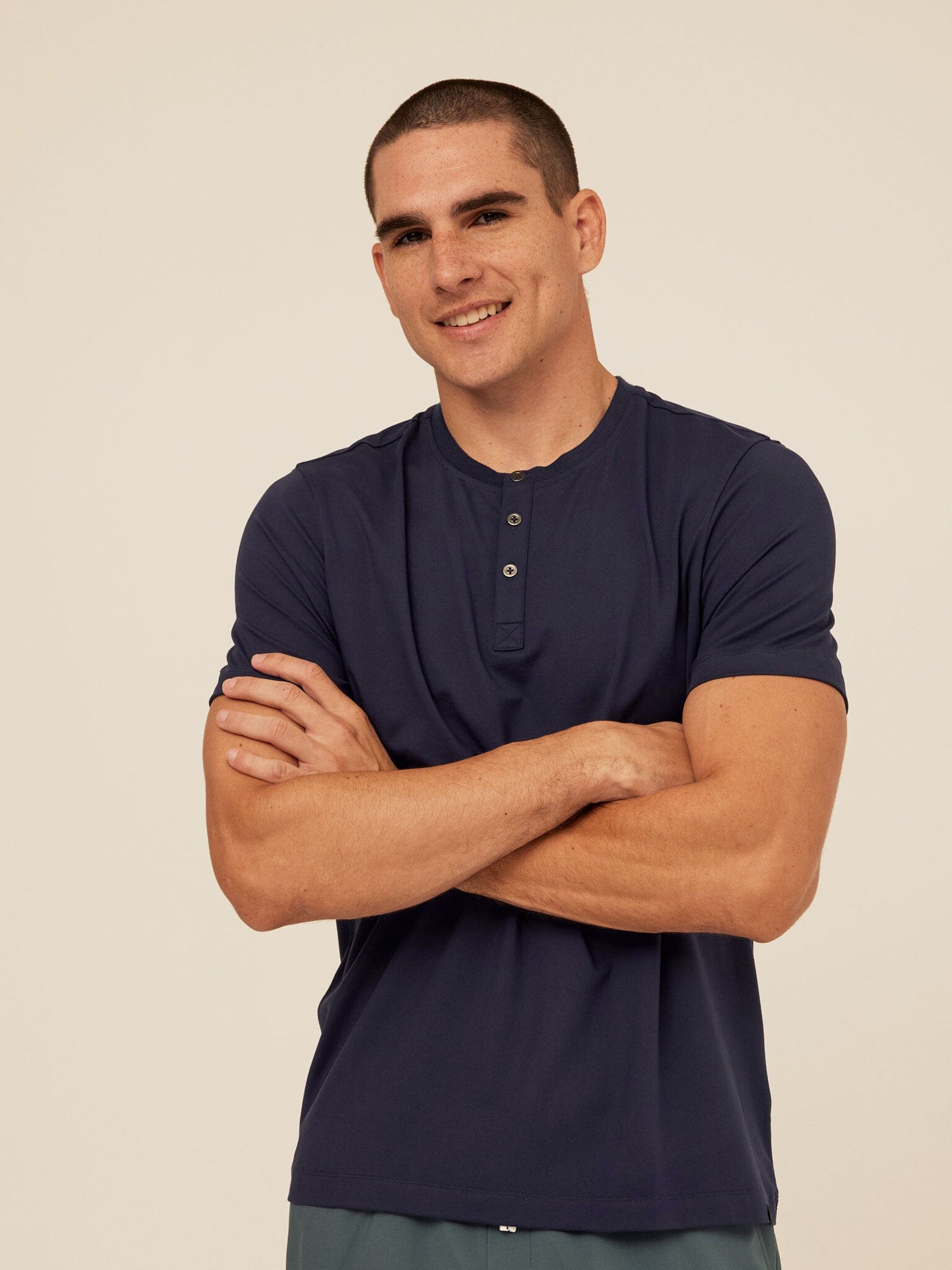 Shayne Luxe Jersey Henley for Men in Navy Blue