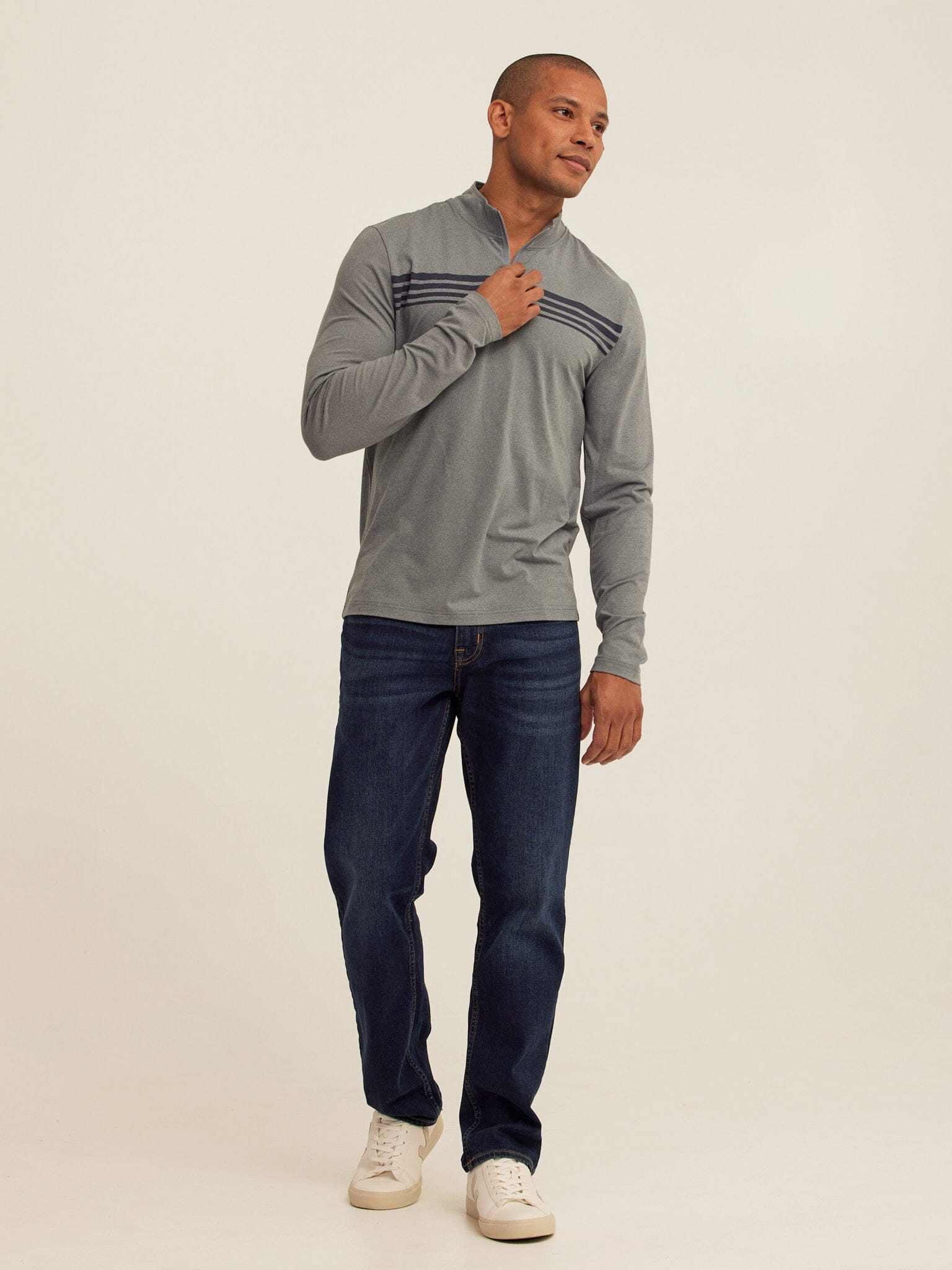 Kace Luxe Jersey Stripe Quarter Zip
