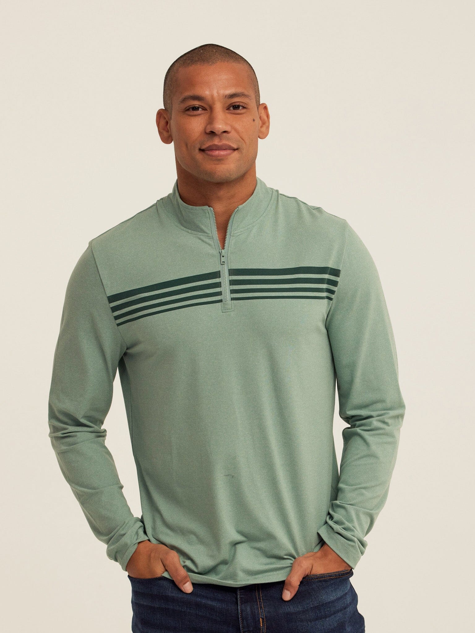 Kace Luxe Jersey Stripe Quarter Zip