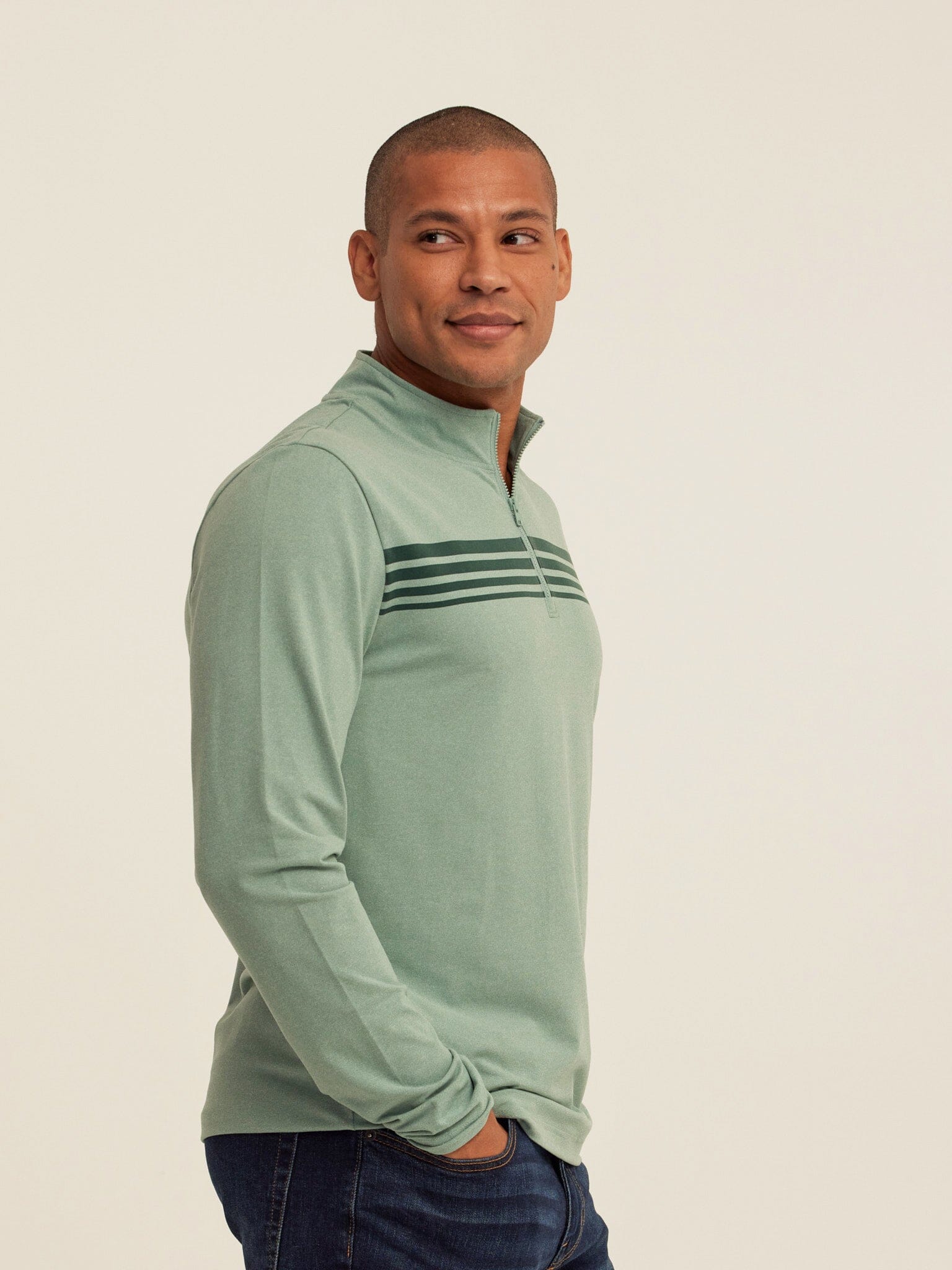 Kace Luxe Jersey Stripe Quarter Zip