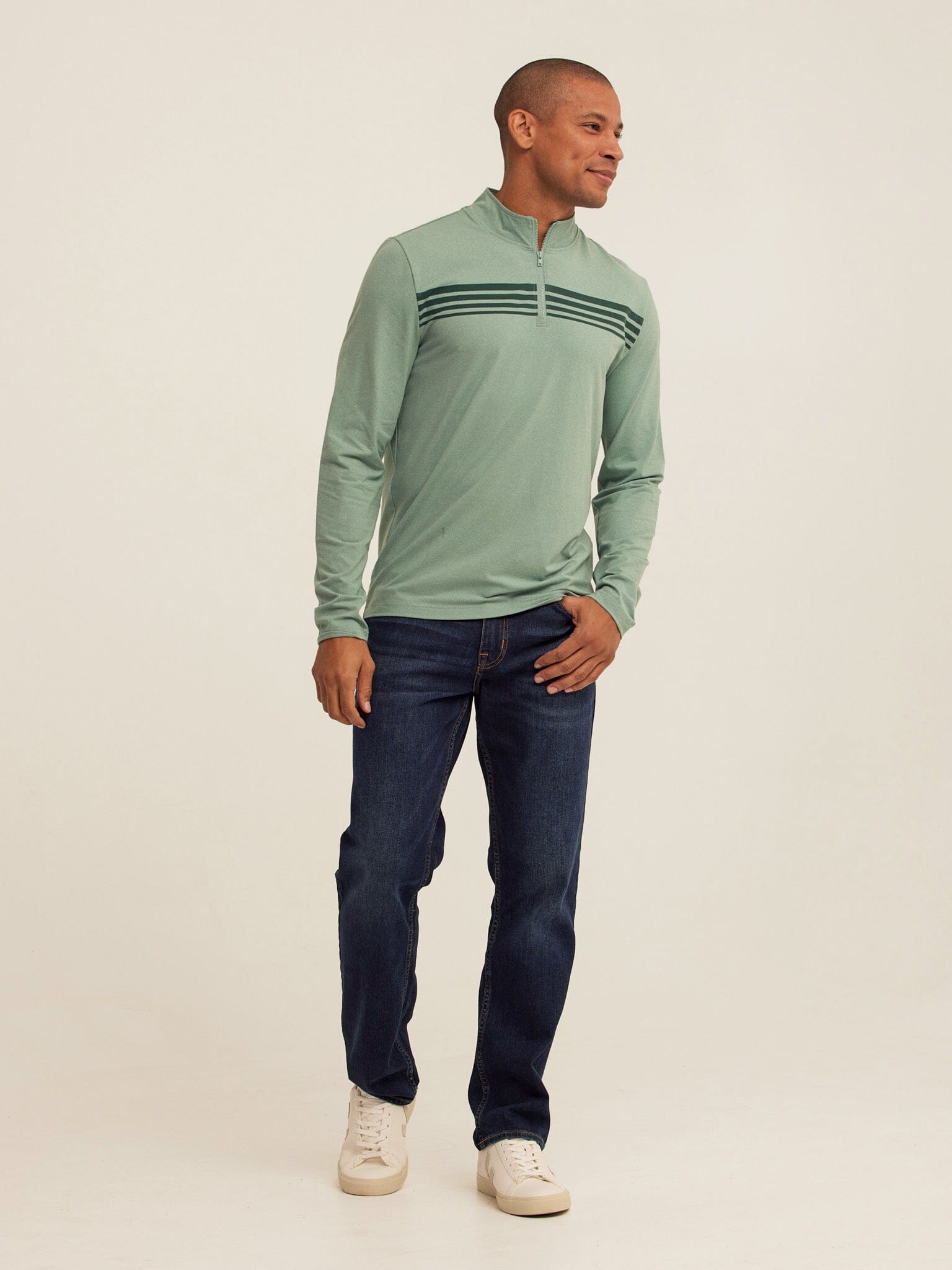 Kace Luxe Jersey Stripe Quarter Zip