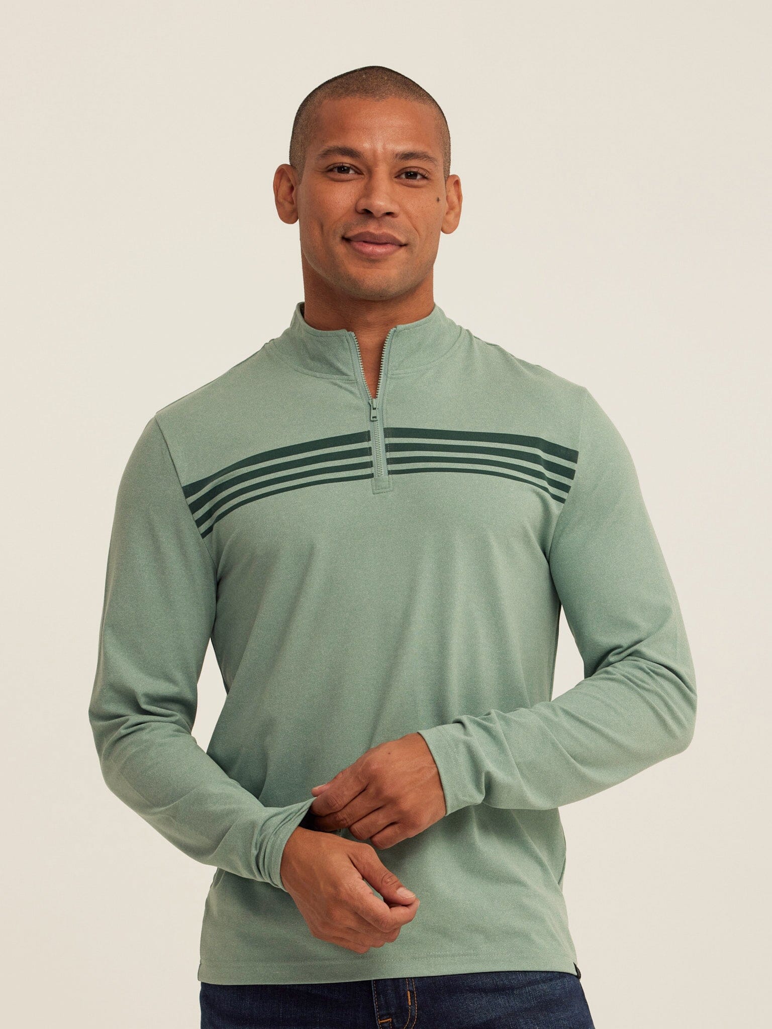 Kace Luxe Jersey Stripe Quarter Zip