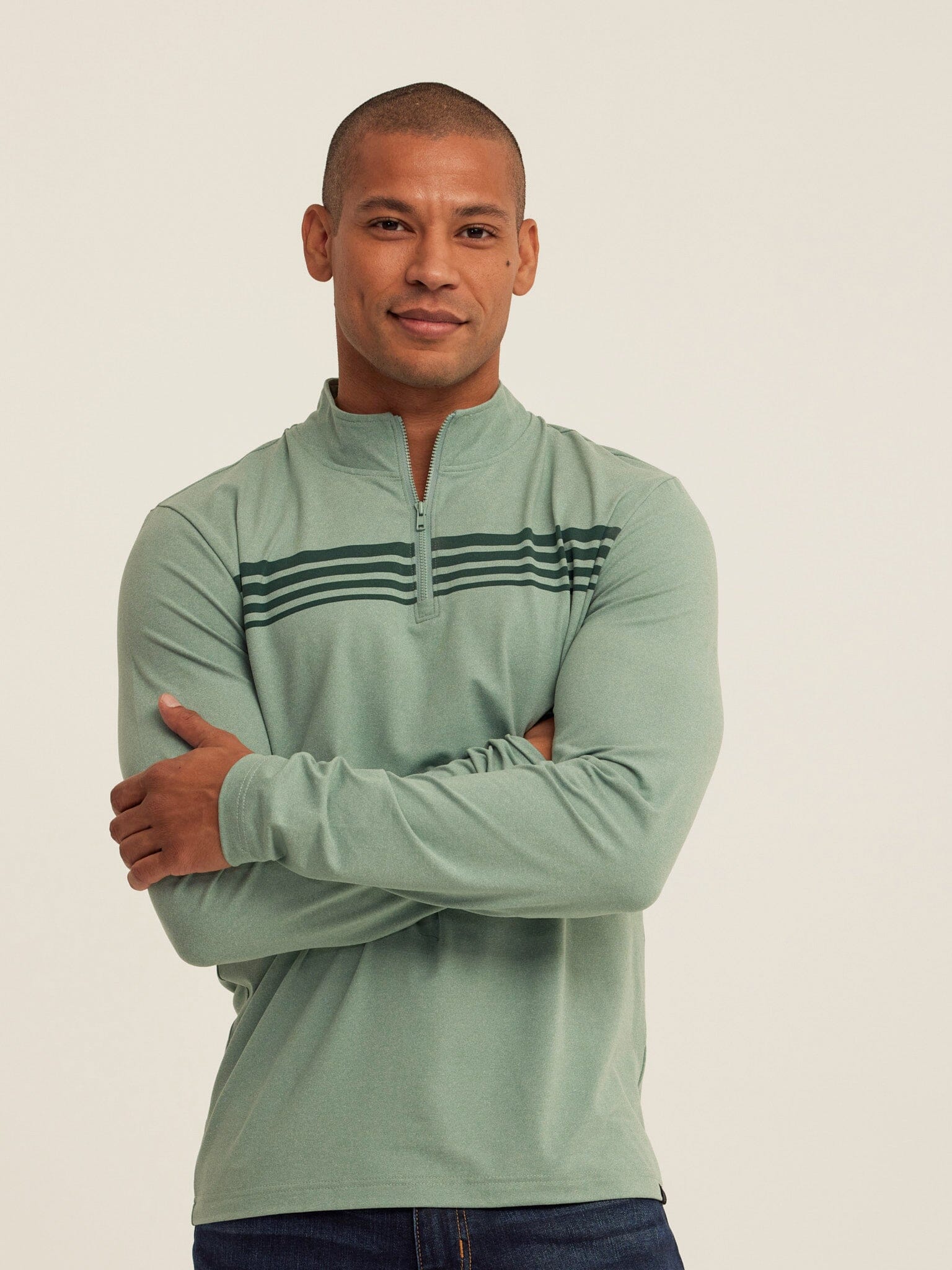 Kace Luxe Jersey Stripe Quarter Zip