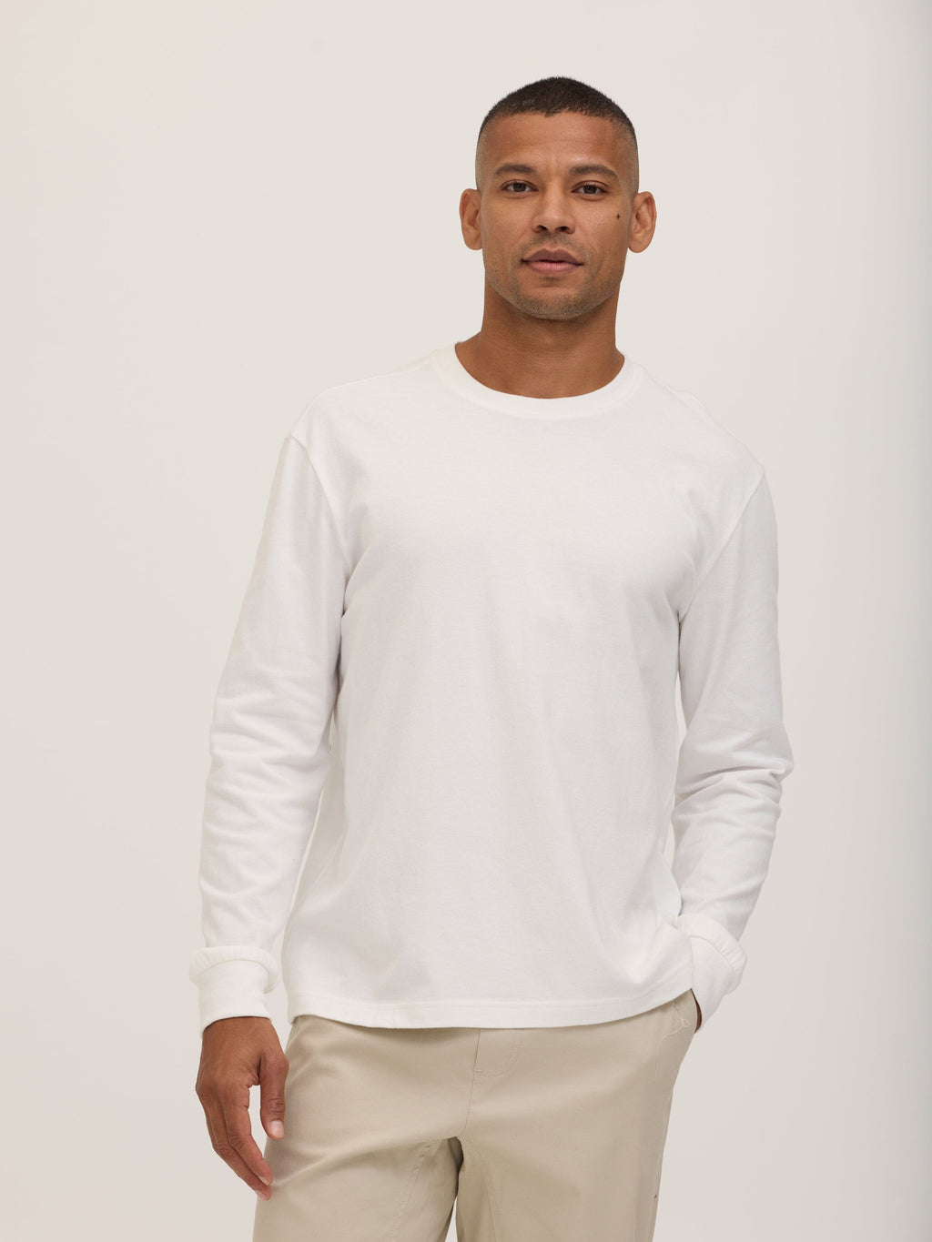 Bowery Essential Cotton Jersey Relaxed Fit Long Sleeve Tee