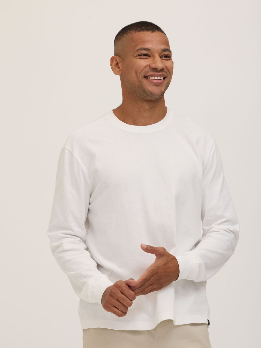 Bowery Essential Cotton Jersey Relaxed Fit Long Sleeve Tee