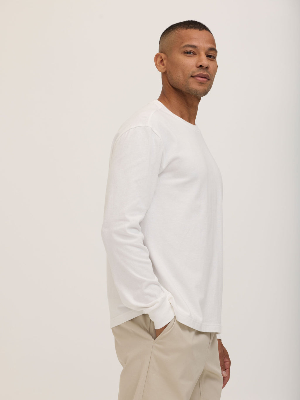 Bowery Essential Cotton Jersey Relaxed Fit Long Sleeve Tee