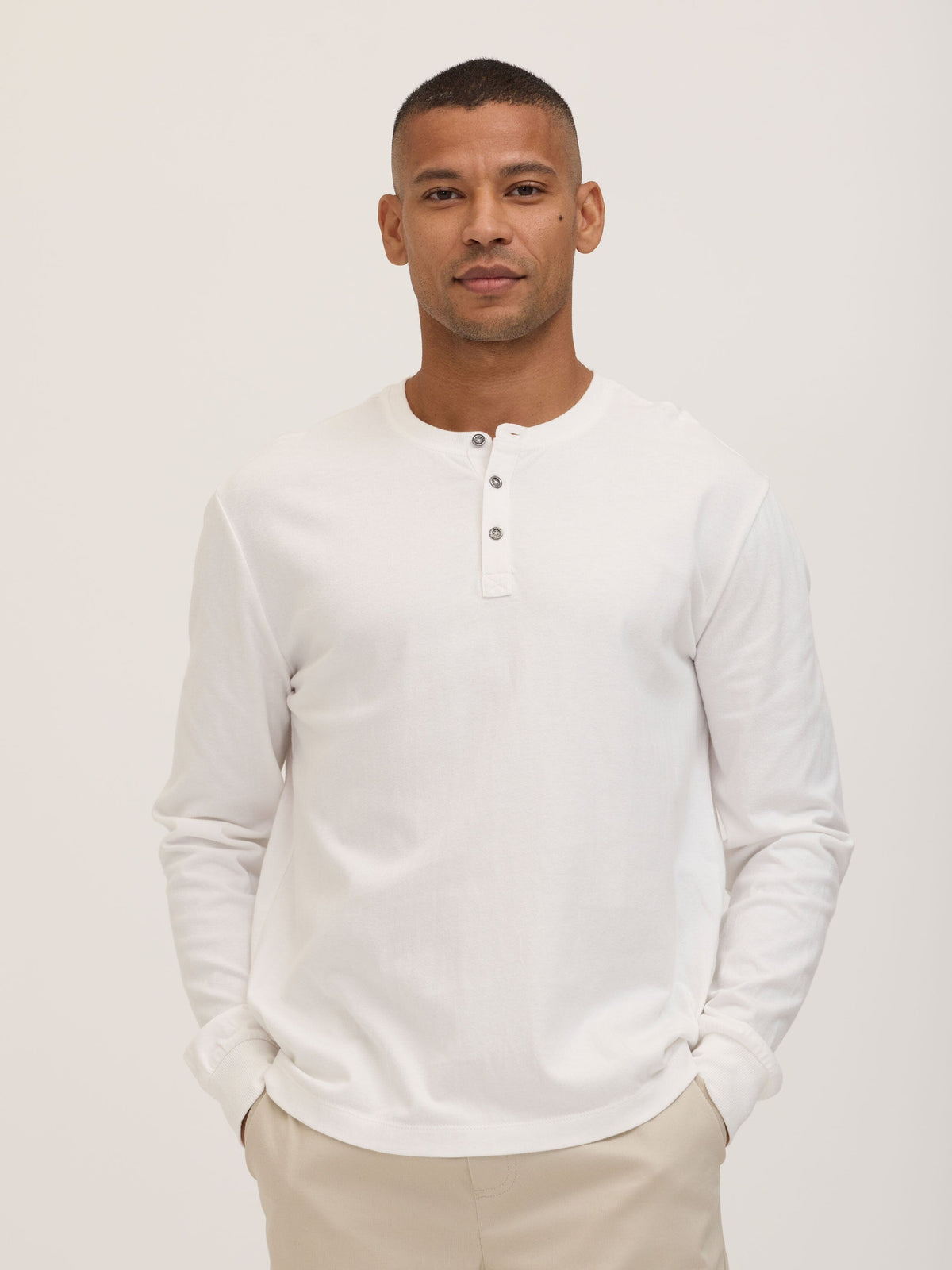 Doug Essential Jersey Long Sleeve 3-Button Henley