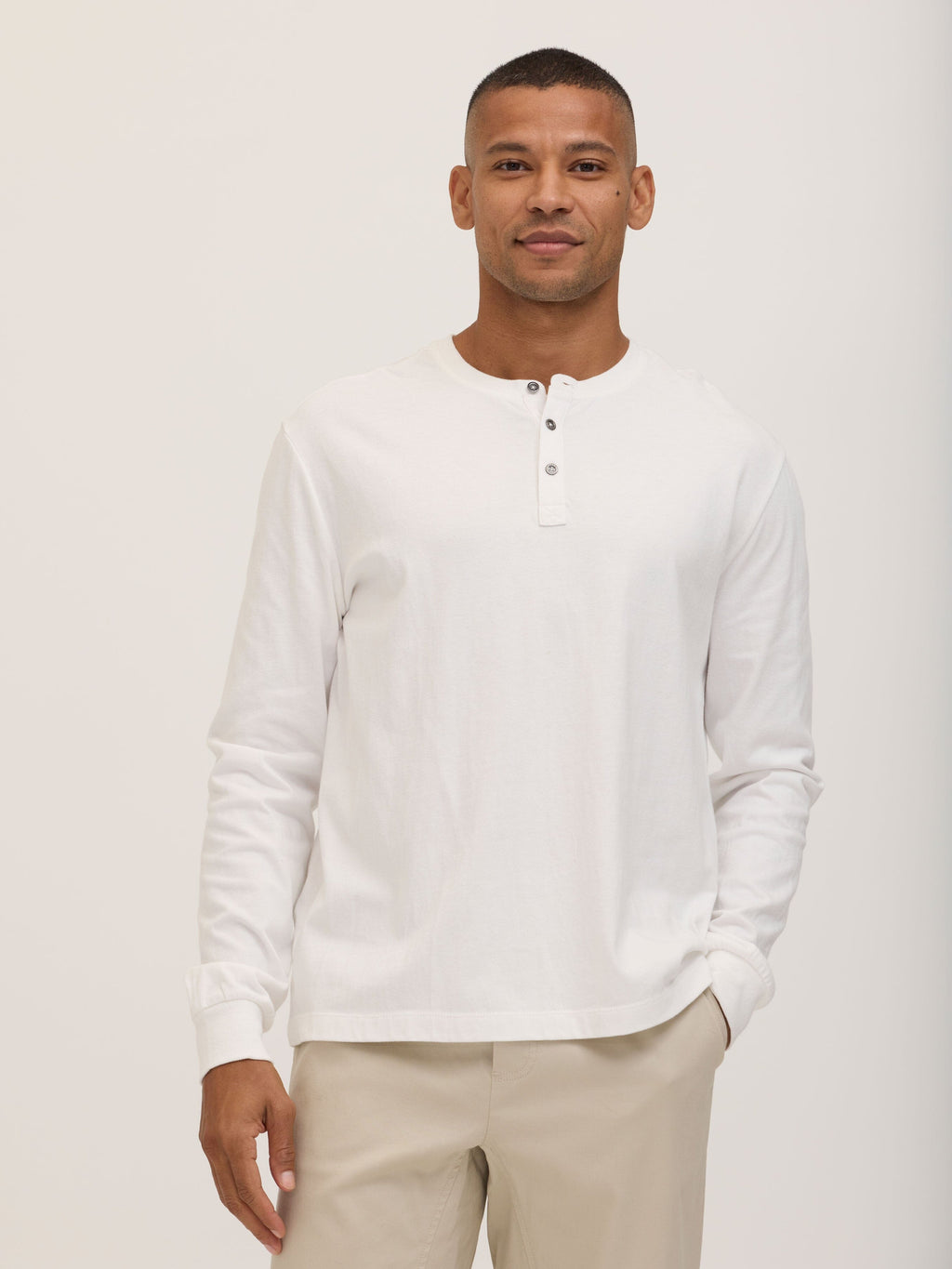 Doug Essential Jersey Long Sleeve 3-Button Henley