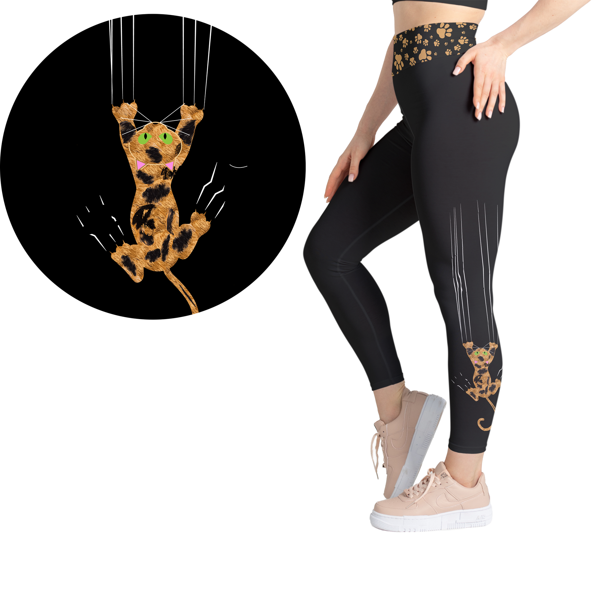 Patchwork Paws Tortoiseshell Kitty Leggings - Novelty Print