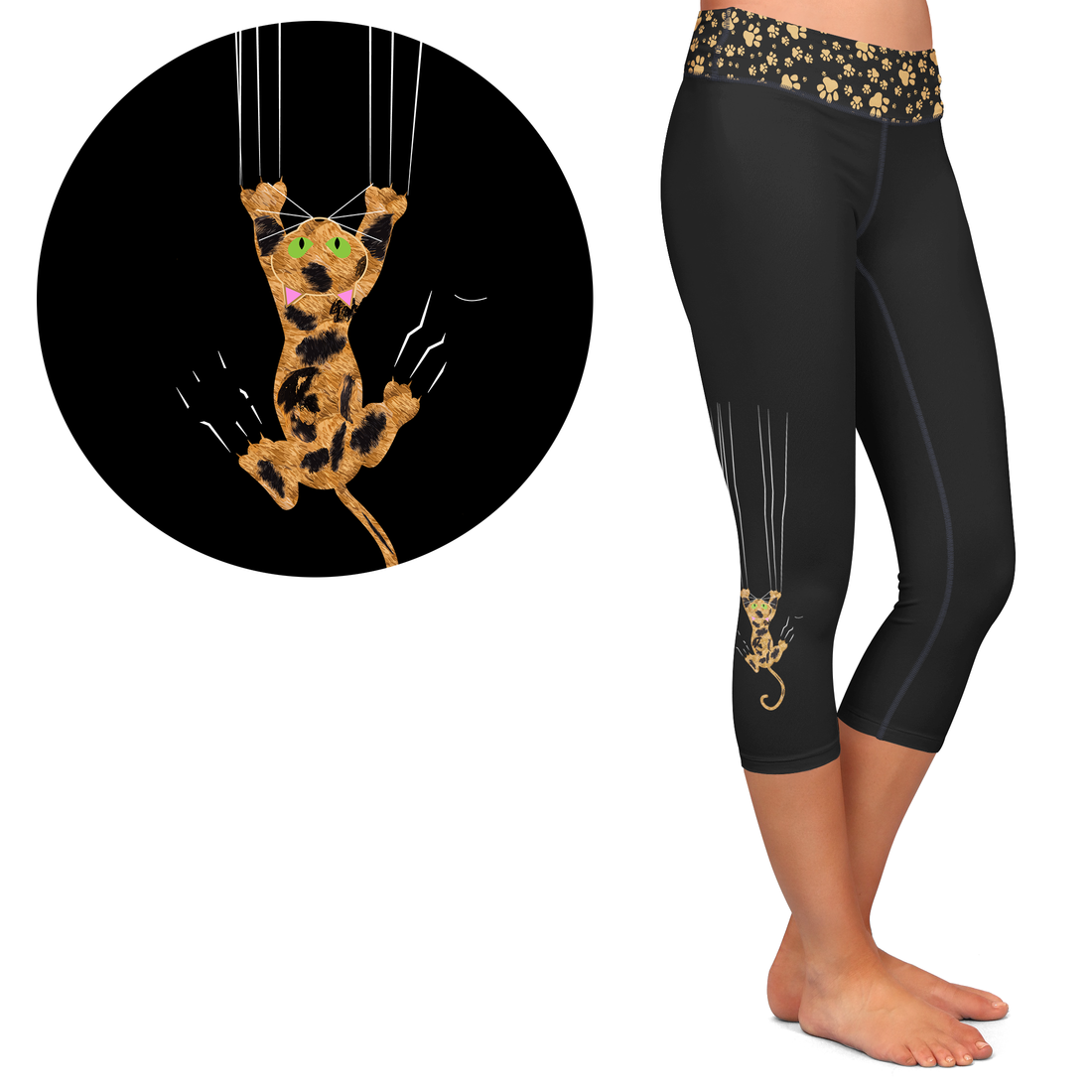 Patchwork Paws Tortoiseshell Kitty Leggings - Novelty Print