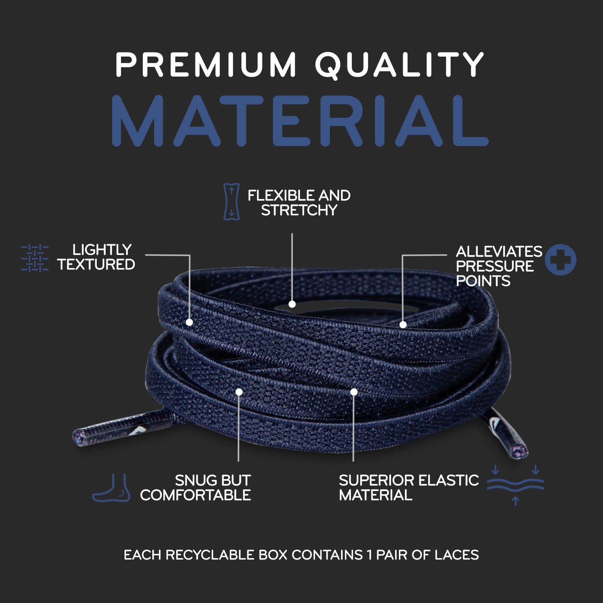 Navy Flat Elastic Stretch Shoe Laces