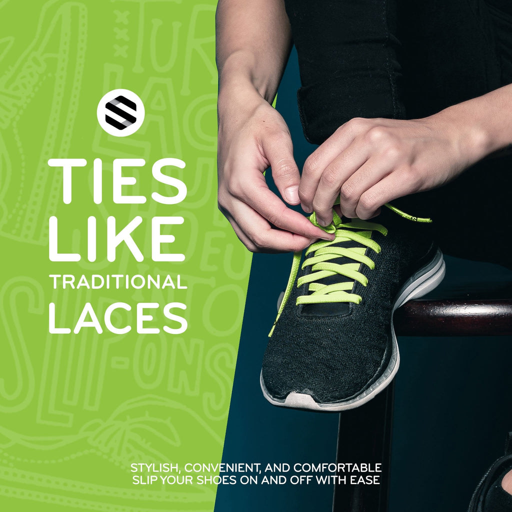 Neon Green Flat Elastic Stretch Shoe Laces