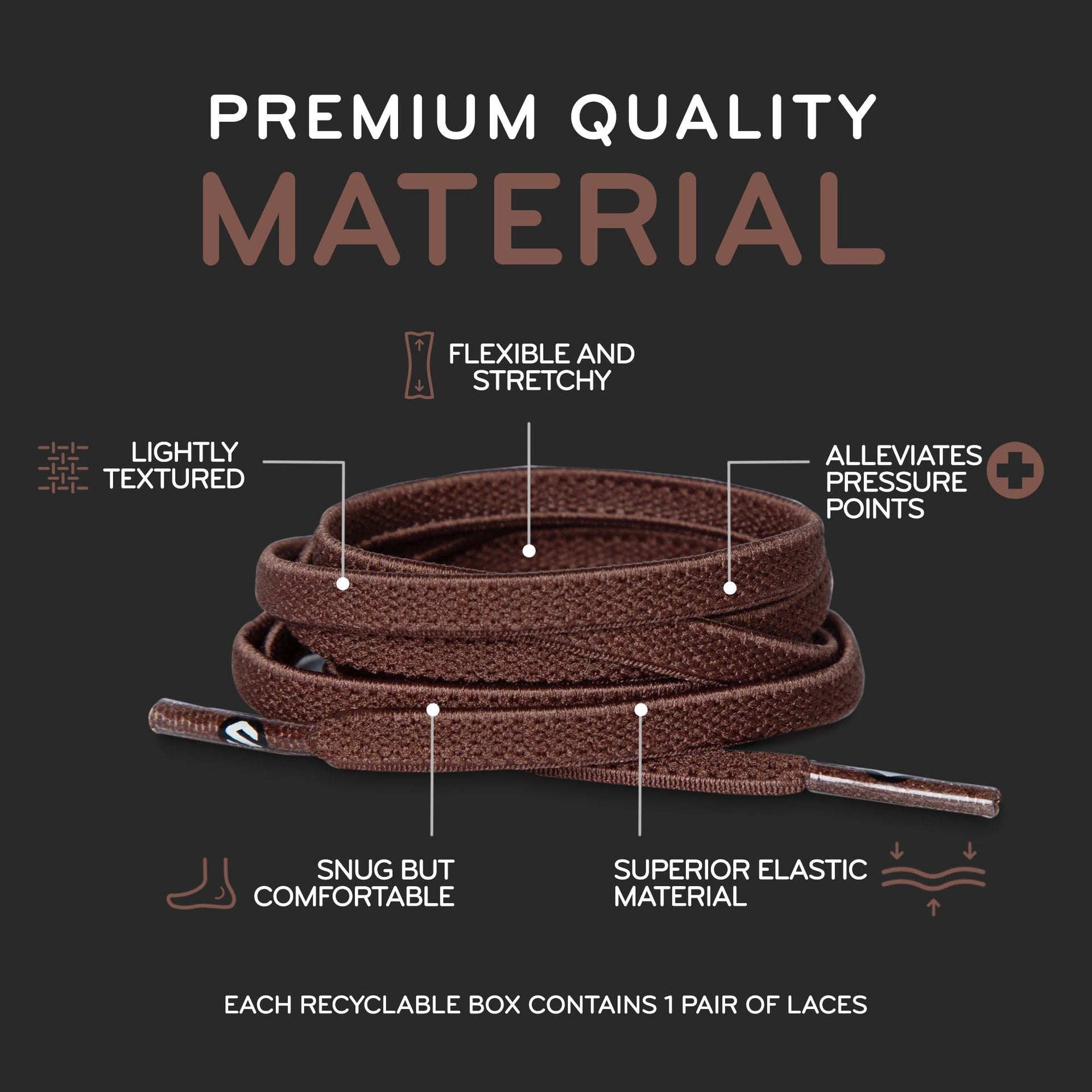 Brown Flat Elastic Stretch Shoe Laces