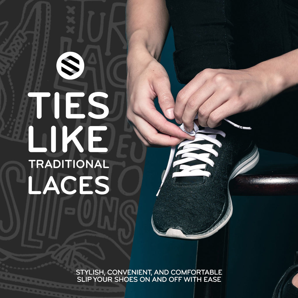 White Flat Elastic Stretch Shoe Laces
