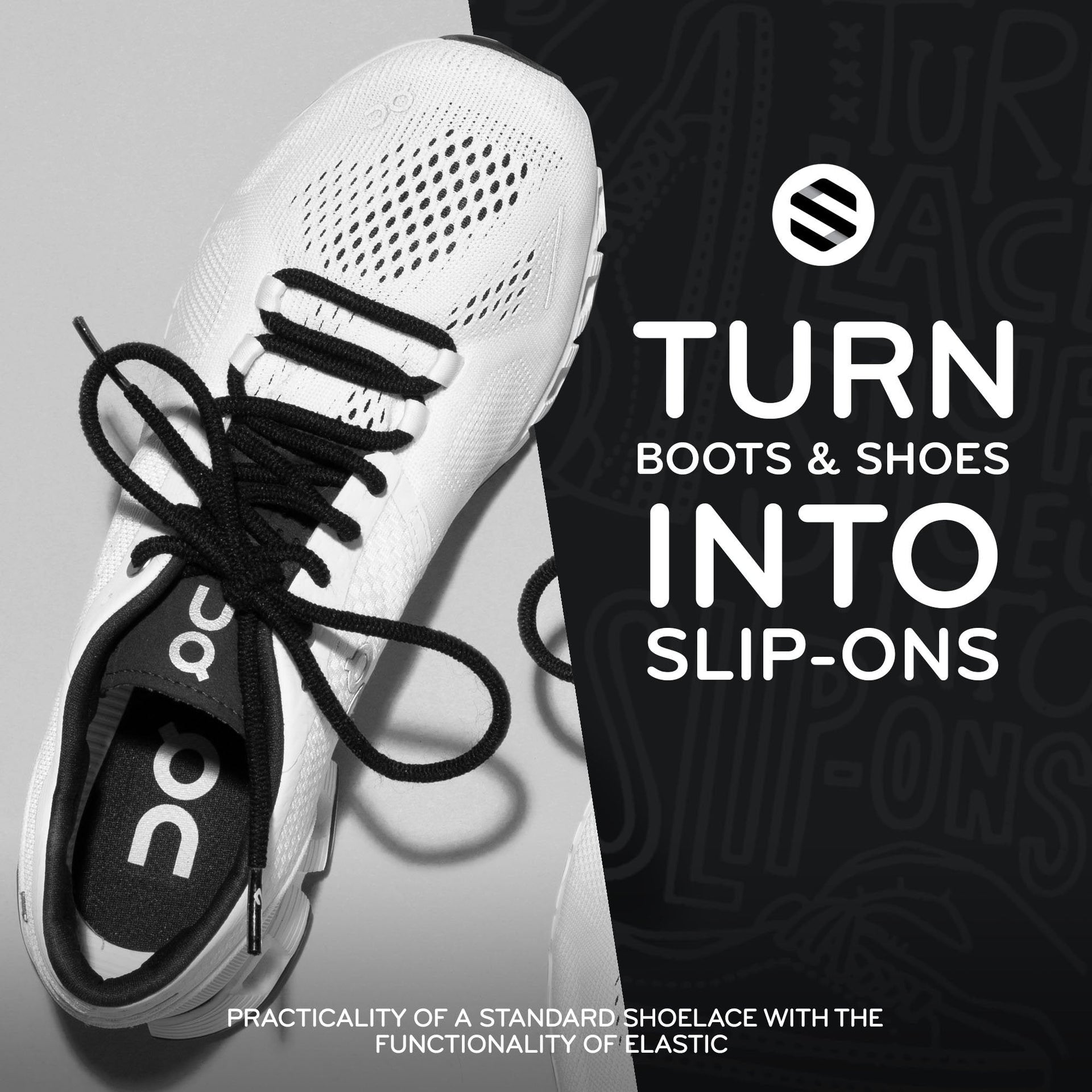 Black Round Elastic Stretch Shoe Laces