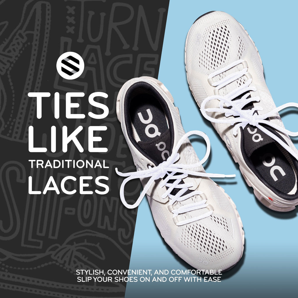 White Round Elastic Stretch Shoelaces for Sneakers and Boots - Image 3