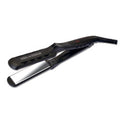 Professional 1-inch Nano-Silk Titanium flat iron in matte black with metallic silver plates