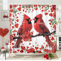 Valentines Shower Curtain Valentines Day Red Heart Cardinal Rose Valentines Day Curtain Bathroom Decor San Valentine Romantic Shower Curtain with Hooks Bathroom Accessories 70X84IN