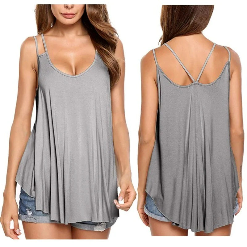 Women's Casual Sleeveless Pleated Flowy Tank Top for Summer - Image 3