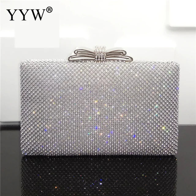 Silver Glitter Evening Clutch Purse for Women