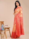 Shree Shyam Fashion Banarasi Silk Cream & Red Saree