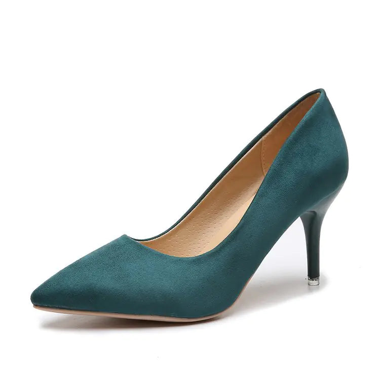 Women's Pointed Toe Suede Heels Slim Stiletto Pumps - Image 9