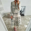 Women's Geometric Print V-Neck Maxi Dress