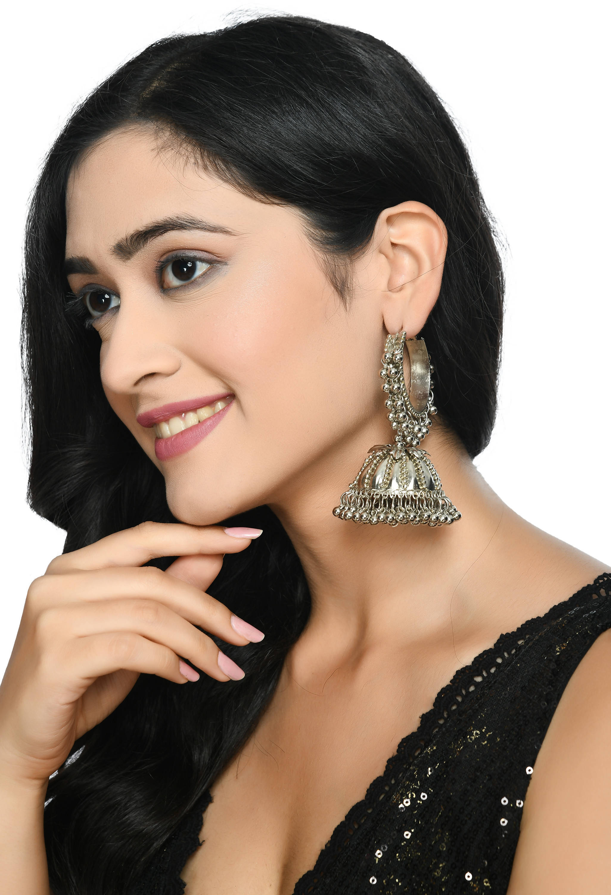 Oxidised Silver-Plated Ghungroo Jhumka Earrings for Traditional Look