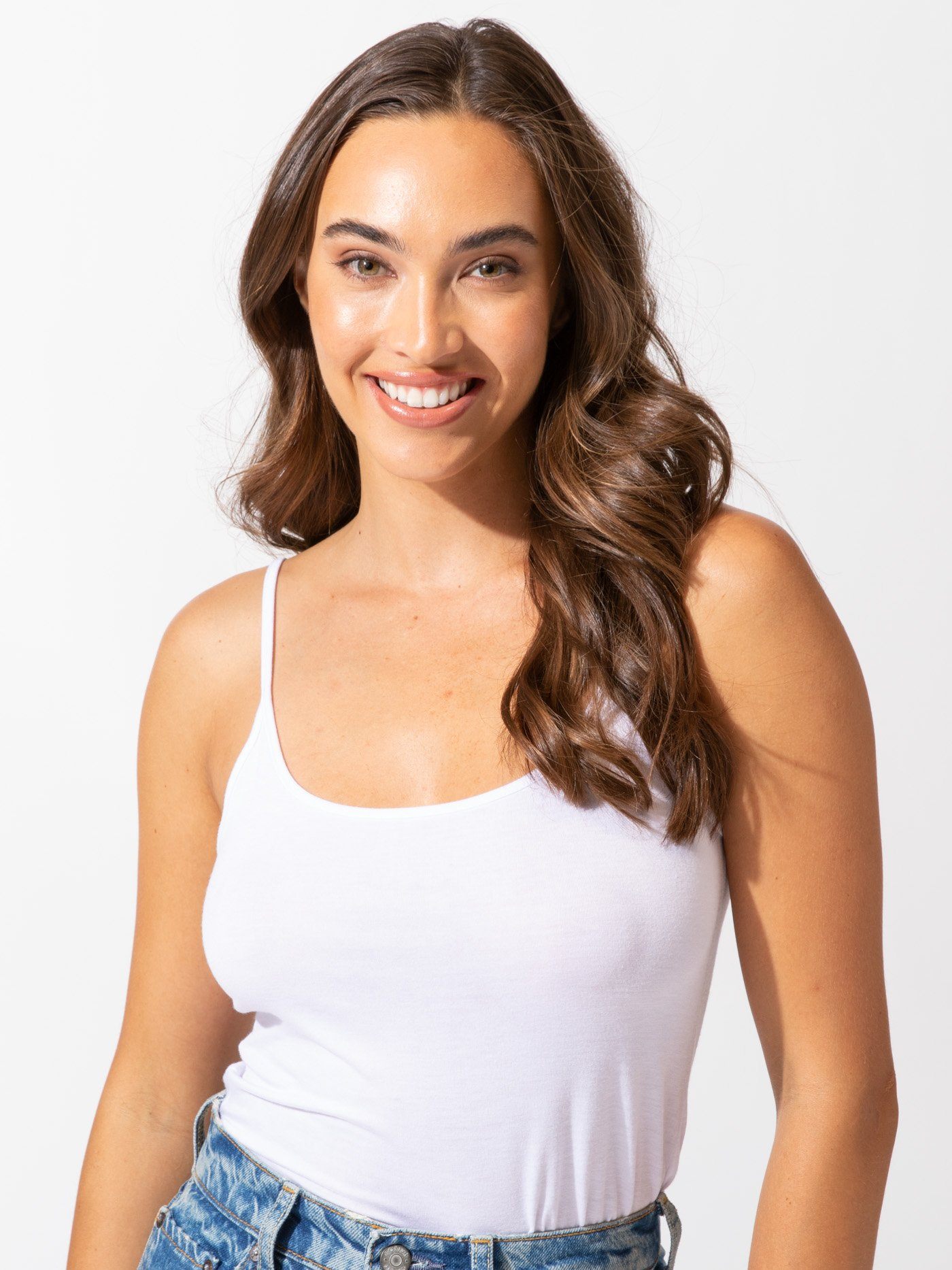 Cara Women's White Knit Cami Tank Minimalist Casual Essential