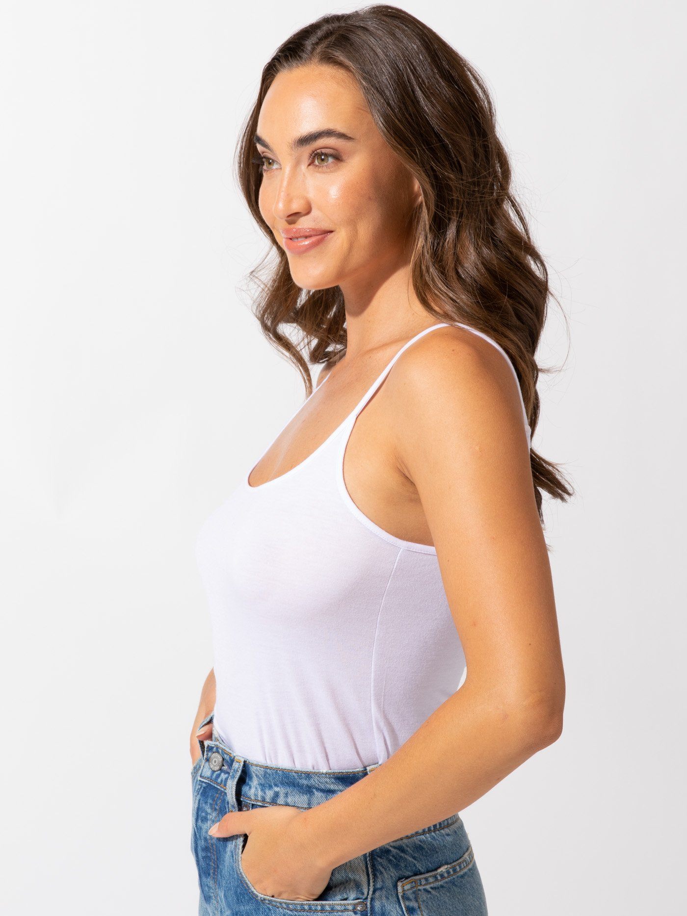Cara Women's White Knit Cami Tank Minimalist Casual Essential