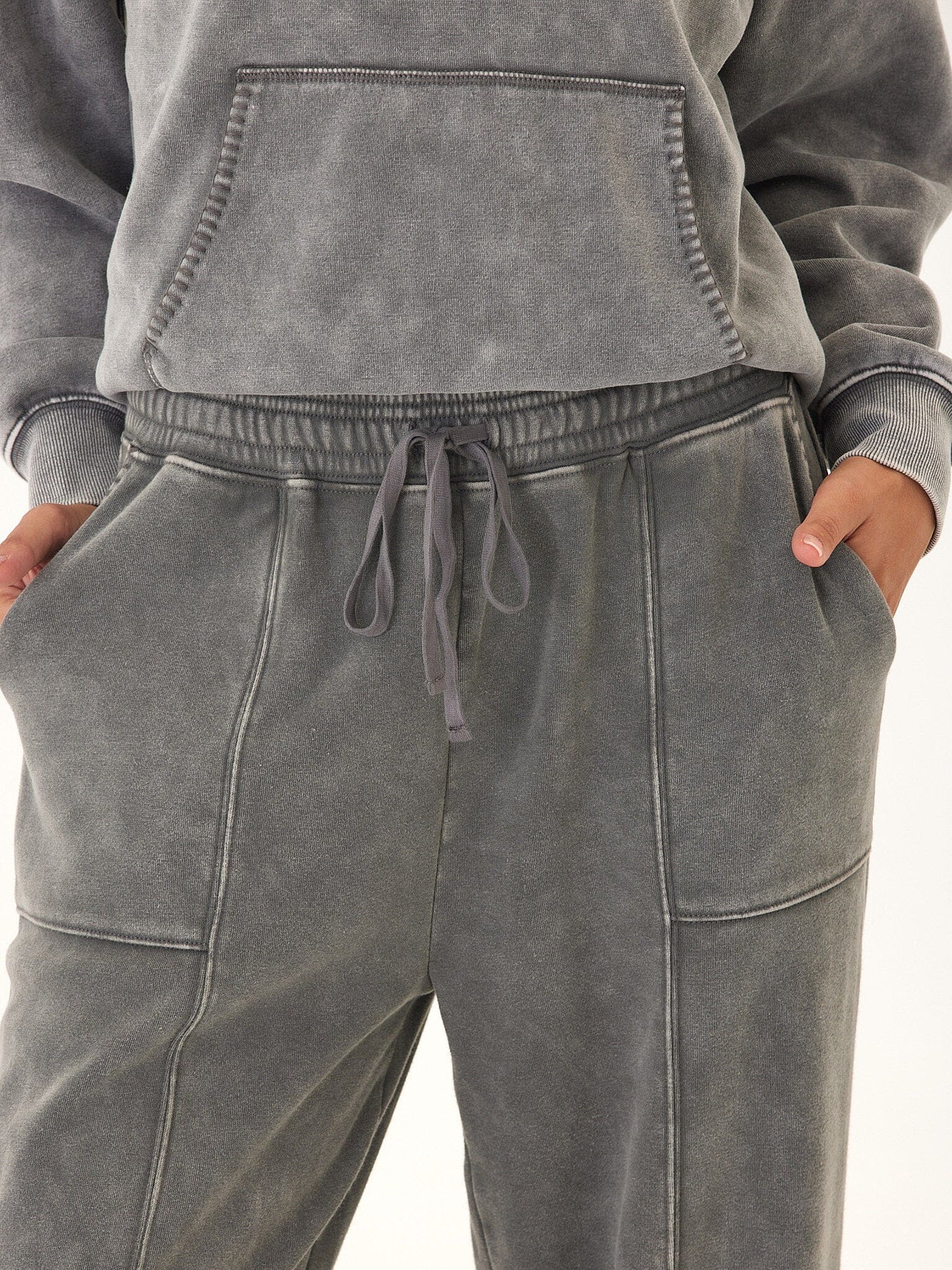 Lottie Mineral Wash Cotton Fleece Joggers - Relaxed Tapered Fit