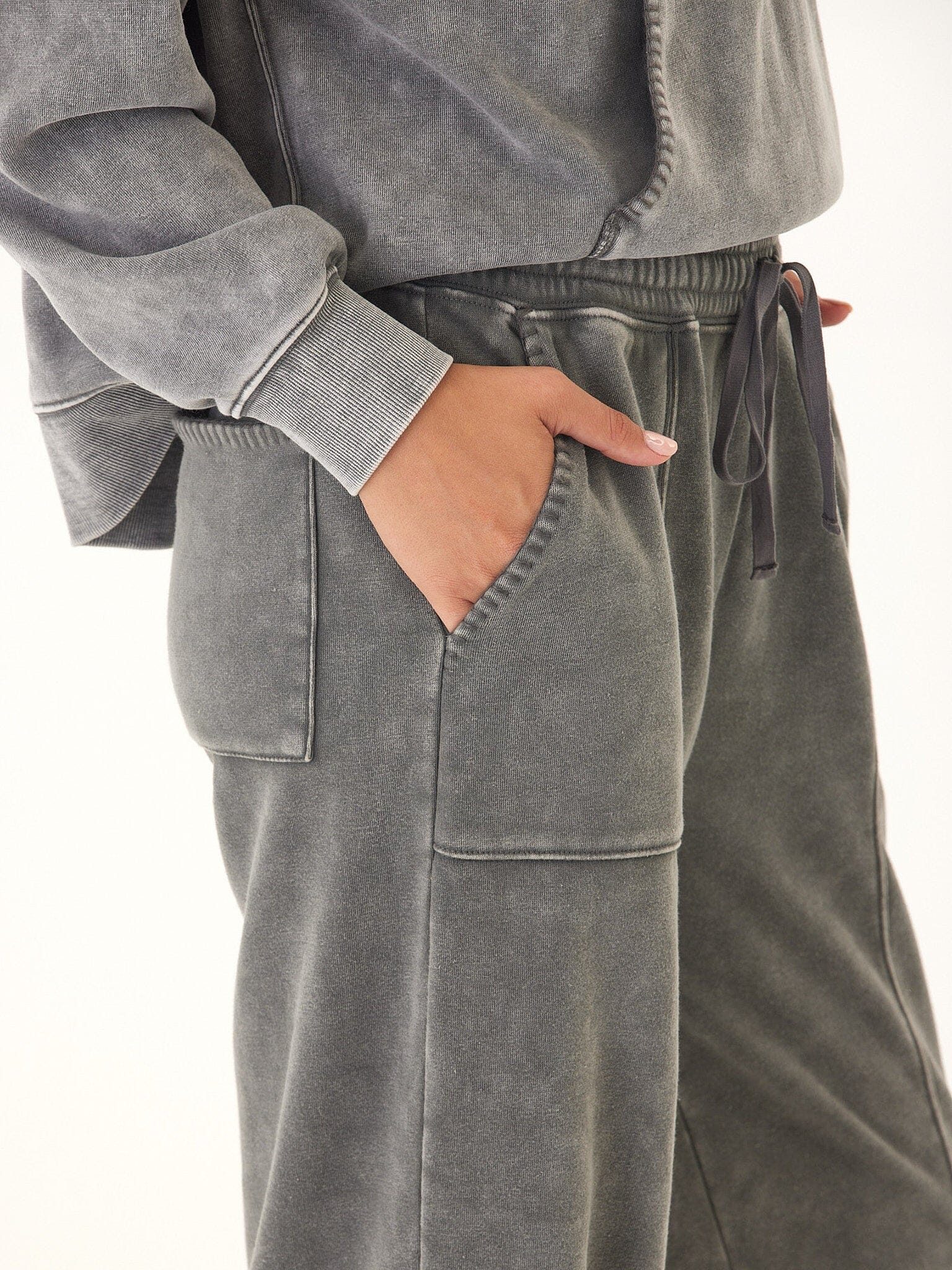 Lottie Mineral Wash Cotton Fleece Joggers - Relaxed Tapered Fit