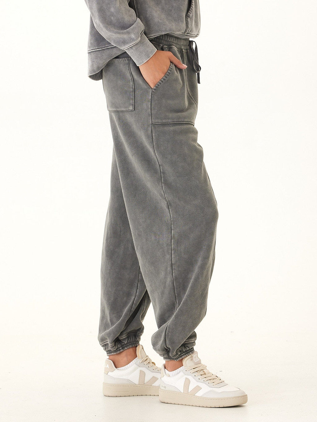 Lottie Mineral Wash Cotton Fleece Joggers - Relaxed Tapered Fit
