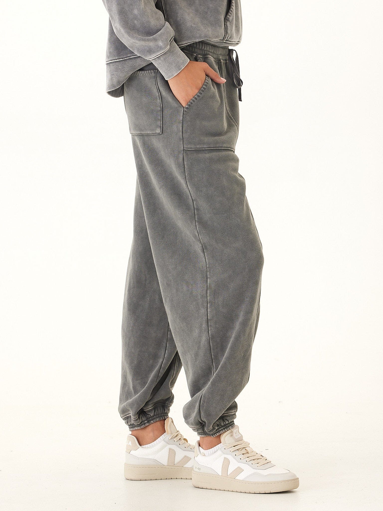 Lottie Mineral Wash Cotton Fleece Joggers - Relaxed Tapered Fit