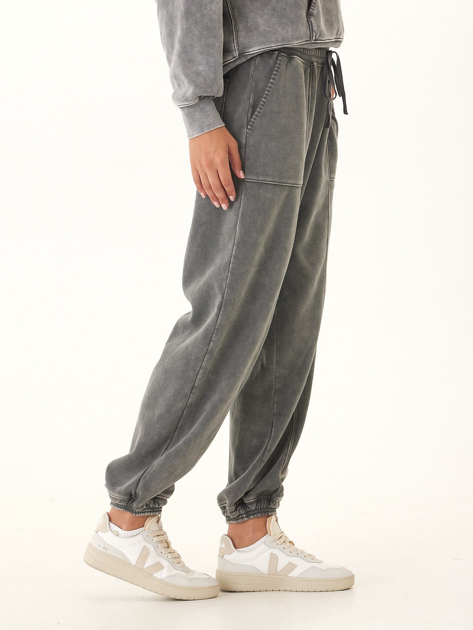 Lottie Mineral Wash Cotton Fleece Joggers - Relaxed Tapered Fit