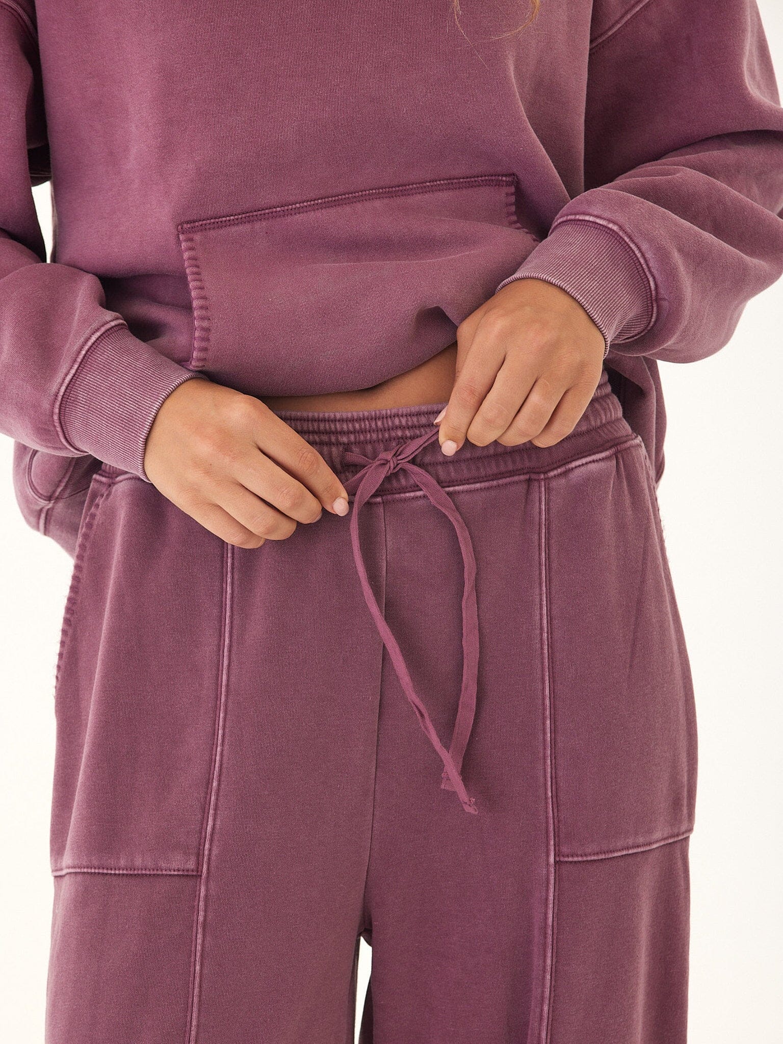 Lottie Mineral Wash CVC Fleece Jogger - Relaxed Fit Ankle Pants