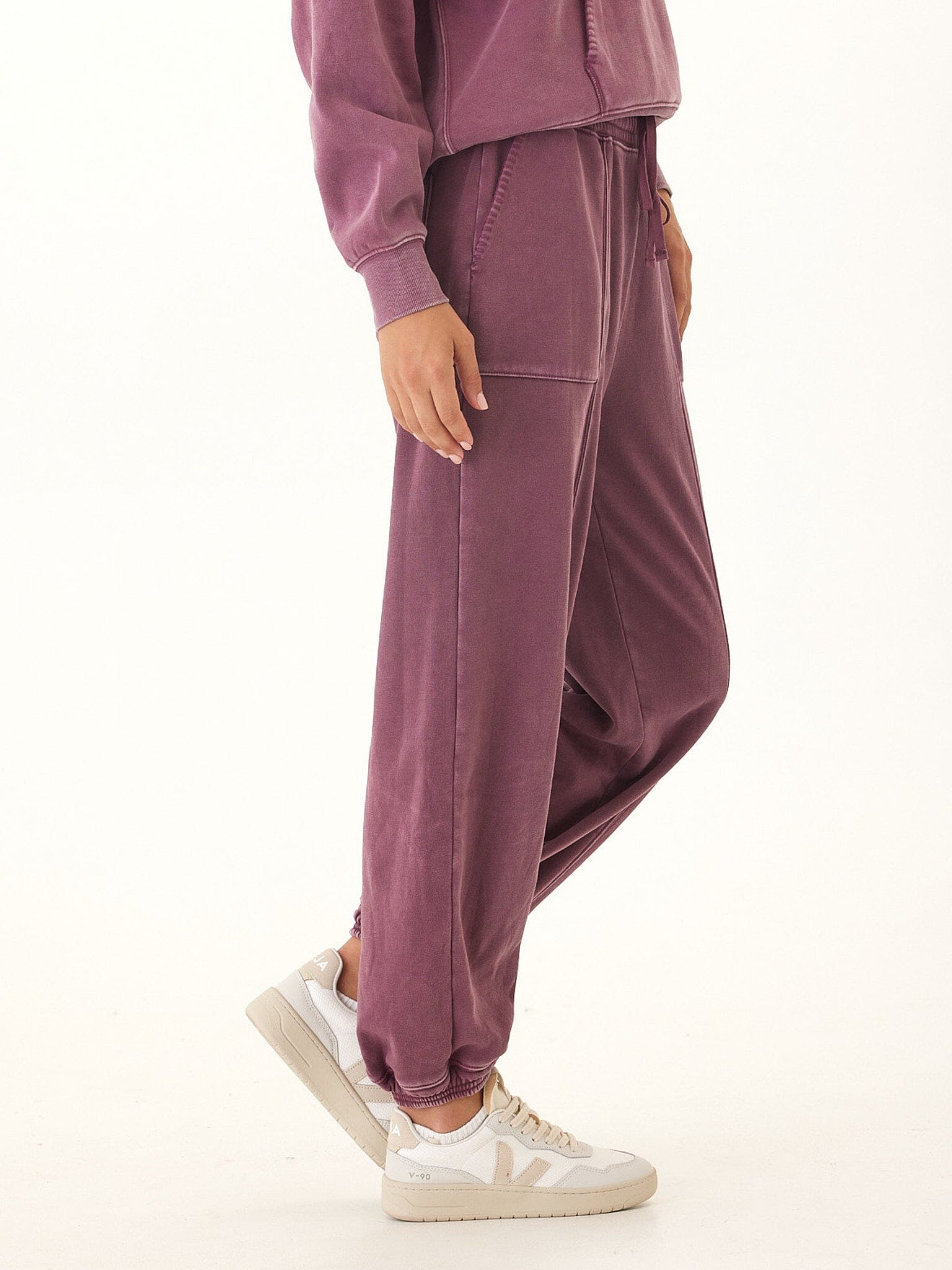 Lottie Mineral Wash CVC Fleece Jogger - Relaxed Fit Ankle Pants